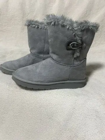 VANS 어그 부츠 퍼 포함 그레이 여성용 버튼 숏부츠