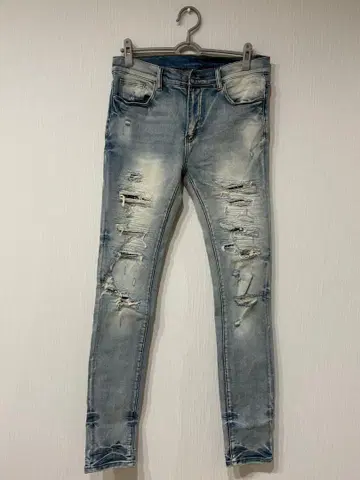 mnml 데미지 가공 스키니 청바지