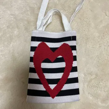 스트라이프 하트 숄더백