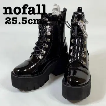 [ 재고 처분 ] nofall 통굽 레이스업 부츠 체인 에나멜