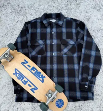 FJ 플란넬 셔츠 블랙 블루 M 사이즈