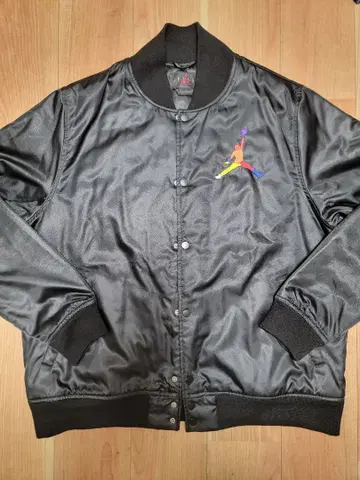 조던 블랙 새틴 바시티 자켓 XL