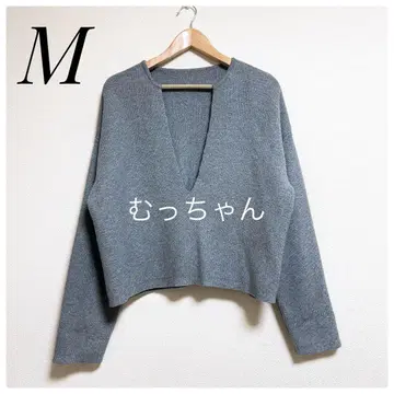 [컨디션 최상] 유어스 ur's 딥 키 넥 와이드 니트 M 그레이