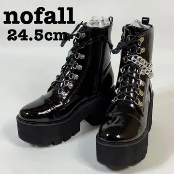 [ 재고 처분품 ] nofall 통굽 레이스업 부츠 체인 에나멜