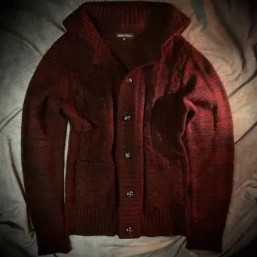 Spiral News 빨간색 니트 가디건 archive V 그런지