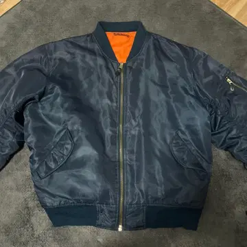 MA-1 스타일 나일론 자켓 네이비 오렌지