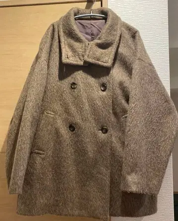 tiptop 스탠드 카라 샤기 코트 더블 버튼 포켓 포함