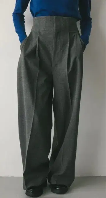 글렌체크 와이드 팬츠