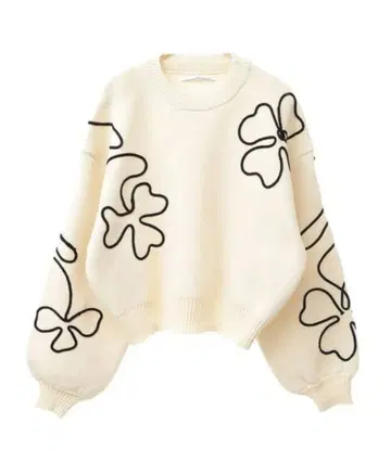 Green Parks ELENCARE DUE 코드 자수 꽃 패턴 니트