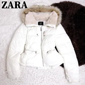 인기 ZARA trf 다운 자켓 후드 퍼 화이트 복슬복슬