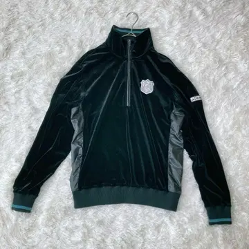 트랙 자켓 벨로아 엠블럼 자수 로고 블랙 파랑 라인 구제 의류 남성용