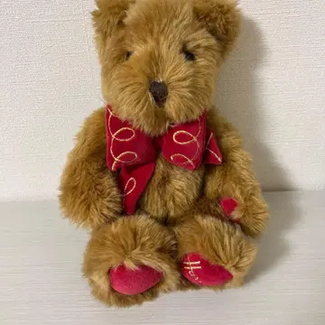 해롯 곰 베어 봉제 인형 빨간색 리본 자수