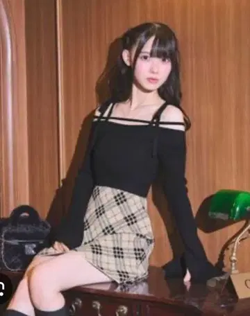 새상품 xs 사이즈 체크 니트 플레어 원피스