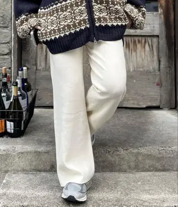 CPCM 리브 니트 이지 팬츠 아이보리 M 사이즈