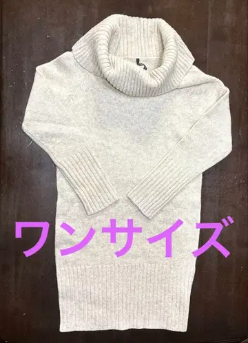 니트 터틀넥 베이지 니트 원피스