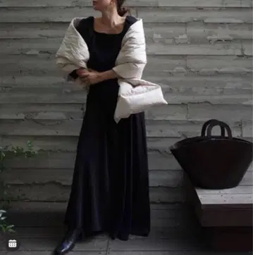 ETRE 블랙 코튼 린넨 원피스