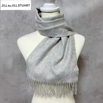 질스튜어트 캐시미어 100% 비쥬 큐빅 머플러 로고 자수