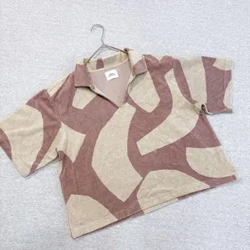 AMERIA ANDERSON 파일 자카드 하프 슬리브 L 브라운