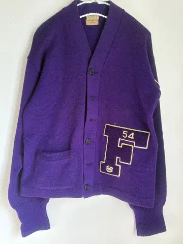 빈티지 칼리지 니트 스웨터 가디건