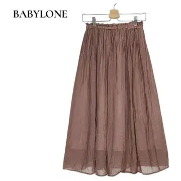 바빌론 BABYLONE 롱 플리츠 스커트 S 핑크 전체 밴딩 광택