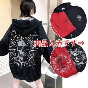 VOLCAN&APHRODITE 스터드 스컬 ZIP 후드티 M 사이즈