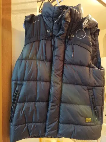 [ 새상품급 ] G-STAR RAW 후드 부착 다운 베스트 S 블랙