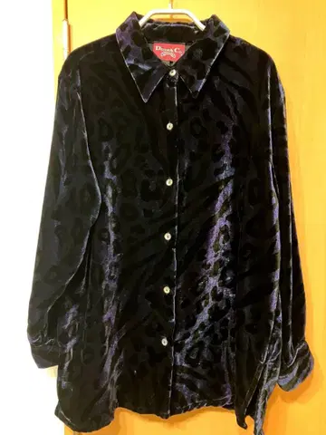 데님 앤 코 다크 퍼플 레오파드 무늬 셔츠 M