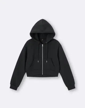 GU 퍼프 맨투맨 풀 집업 후드티 XL 블랙