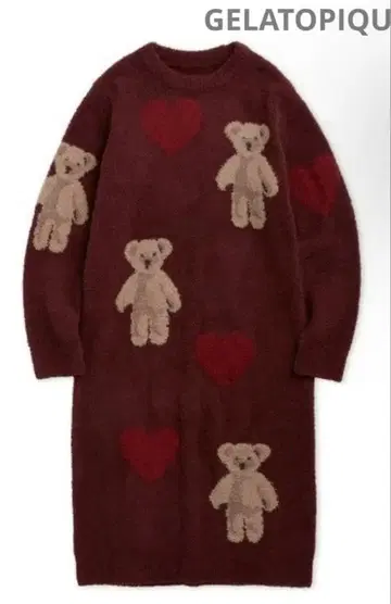 ONLINE 한정판 [ HOLIDAY ] 베어 하트 자카드 원피스