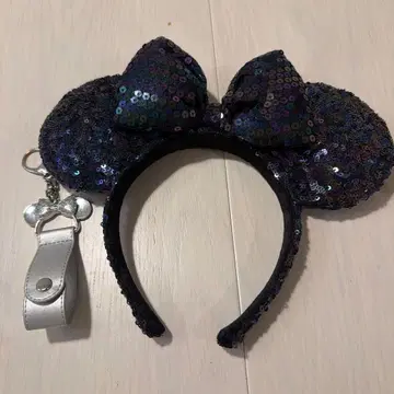 디즈니 미니 머리띠 스팽글 카라비너 실버