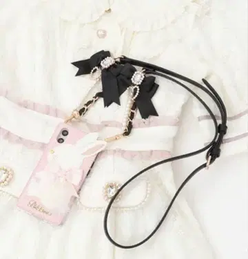 LIZ LISA 하트 리본 비쥬 멀티 스트랩 블랙