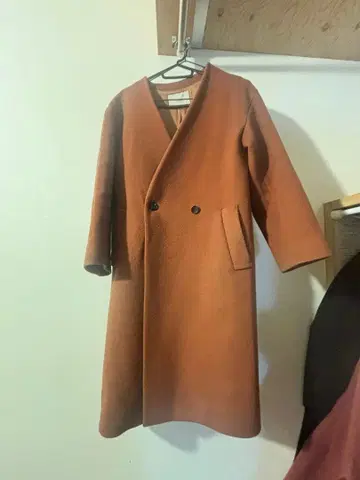 FRAMeWORK 롱 코트 V넥 W 코트 노카라 울 38