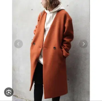 FRAMeWORK 롱 코트 V넥 W 코트 노카라 울 38