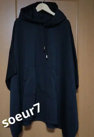 YAMADAYA soeur7 후드 부착 판초 저지 소재 블랙 9호