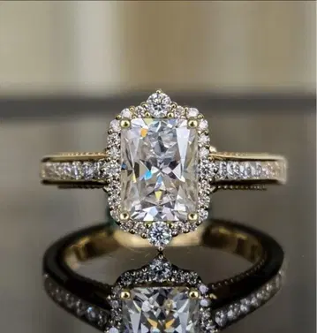 FJ 고품질 큐빅 지르코니아 에메랄드 컷 반지