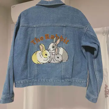 didizizi 토끼 자수 데님 자켓