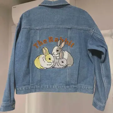 didizizi 토끼 자수 데님 자켓