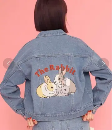 didizizi 토끼 자수 데님 자켓