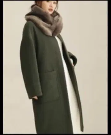 나노 유니버스 다크 그린 울 롱 코트 벨트 포함