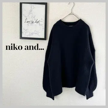 니코앤드 니트 스웨터 상의 / 벌룬 소매 네이비 L 사이즈