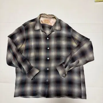 60년대 Lanerossi 옴브레 체크 긴팔 셔츠 L