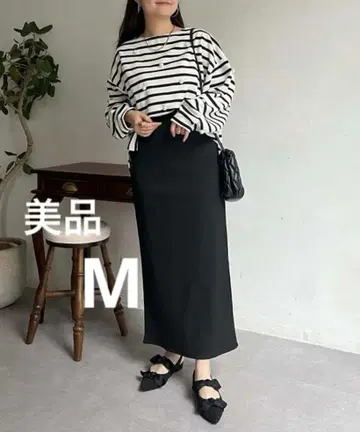 프로즈 베일 허리 드로스트 컷 리브 내로우 스커트 M