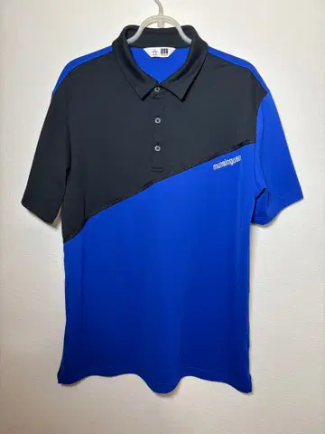 [ 새상품급 ] 먼싱웨어 피케 셔츠 블루 x 블랙 L 사이즈