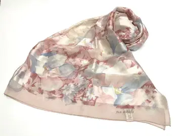 준 아시다 Jun Ashida 스카프 대형 꽃 실크 100% 핑크 계열