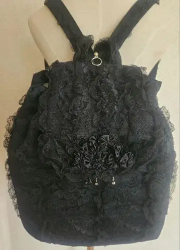 새상품급 LALUICE 라루이스 전체 레이스 백팩 블랙 발레코어