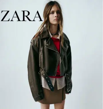 ZARA 다크 브라운 크롭 라이더 자켓 벨트 포함 사이즈 s