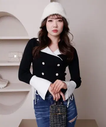 LIP SERVICE 바이컬러 클래시컬 니트