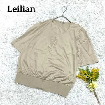 레리안 반팔 T셔츠 티셔츠 원 포인트 자수 베이지 면 100%