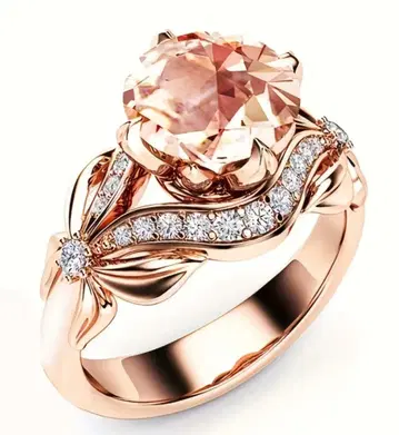 FJ 고품질 큐빅 지르코니아 라운드 컷 반지 핑크