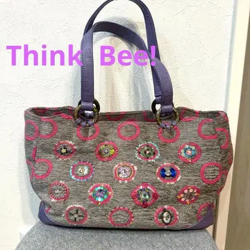 Think Bee! 싱크비 도트 단추 무늬 덮개식 토트백 자수